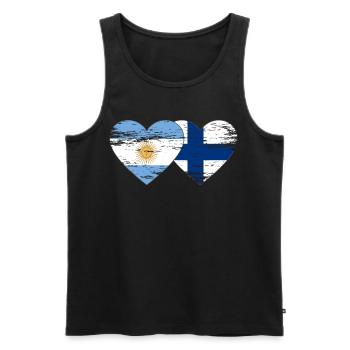 Argentina Finland Flag Heart Used - Men's Premium Organic Tank Top - black - Front - Michal (187cm)