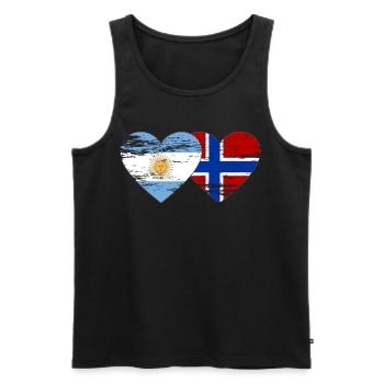 Argentine Norvège drapeau coeur utilisé - Débardeur bio Premium Homme - noir - Devant - Michal (187cm)