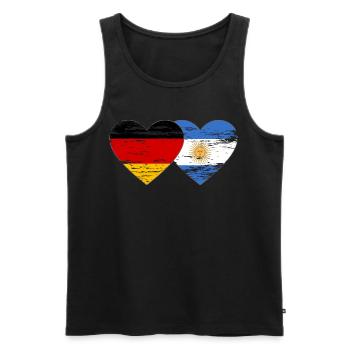 Germany Argentina Flag Heart Used - Men's Premium Organic Tank Top - black - Front - Michal (187cm)
