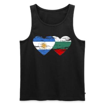 Argentine Bulgarie Drapeau Coeur Utilisé - Débardeur bio Premium Homme - noir - Devant - Michal (187cm)