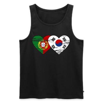 Portugal Corée du Sud Drapeau Coeur Utilisé - Débardeur bio Premium Homme - noir - Devant - Michal (187cm)