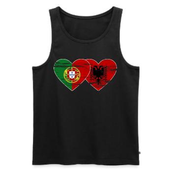 Portugal Albanie drapeau coeur utilisé - Débardeur bio Premium Homme - noir - Devant - Michal (187cm)