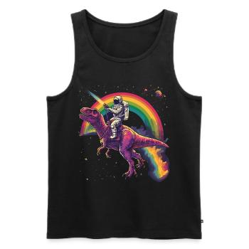 Astronaut reitet T-Rex Dinosaurier - Männer Premium Bio Tank Top - Schwarz - Vorne - Michal (187cm)