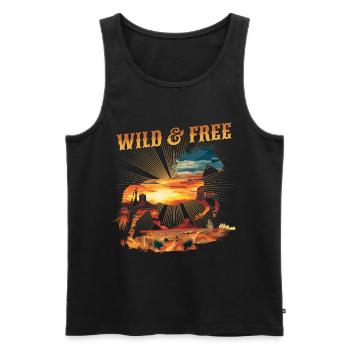 Horse Wild West Western Riding Wilderness Cowboy USA - Men's Premium Organic Tank Top - black - Front - Michal (187cm)