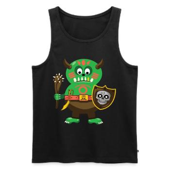 Kleiner süßer grüner Oger Design - Männer Premium Bio Tank Top - Schwarz - Vorne - AI Model Male 178 light (178cm)