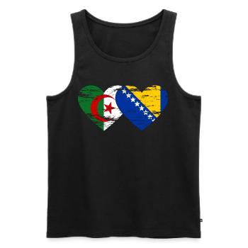Algérie Bosnie drapeau coeur utilisé - Débardeur bio Premium Homme - noir - Devant - Michal (187cm)