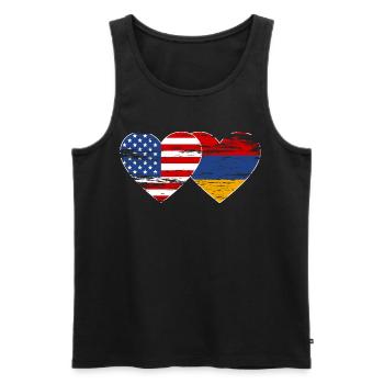 USA Arménie Drapeau Coeur Utilisé - Débardeur bio Premium Homme - noir - Devant - Michal (187cm)