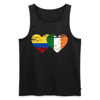 Colombie Irlande drapeau coeur utilisé - Débardeur bio Premium Homme - noir - Devant - Michal (187cm)