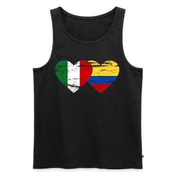 Italie Colombie Drapeau Coeur - Débardeur bio Premium Homme - noir - Devant - Michal (187cm)