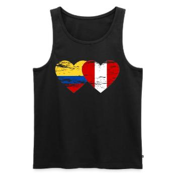Colombie Pérou Drapeau Coeur Utilisé - Débardeur bio Premium Homme - noir - Devant - Michal (187cm)
