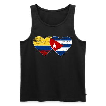 Colombie Cuba Drapeau Coeur utilisé - Débardeur bio Premium Homme - noir - Devant - Michal (187cm)