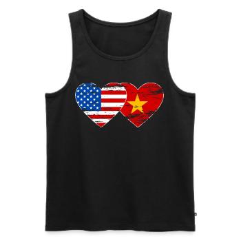 Coeur de drapeau du Vietnam des États-Unis utilisé - Débardeur bio Premium Homme - noir - Devant - Michal (187cm)