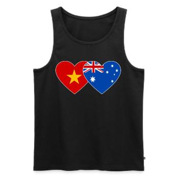 Vietnam Australie Drapeau Coeur - Débardeur bio Premium Homme - noir - Devant - AI Model Male 178 light (178cm)