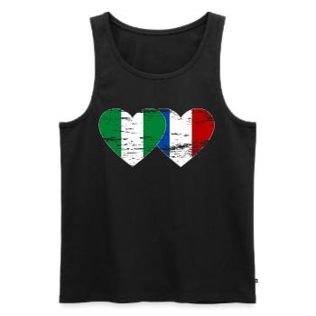 Drapeau du Nigeria France coeur utilisé - Débardeur bio Premium Homme - noir - Devant - Michal (187cm)