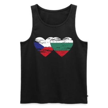 République tchèque bulgare drapeau coeur utilisé - Débardeur bio Premium Homme - noir - Devant - Michal (187cm)