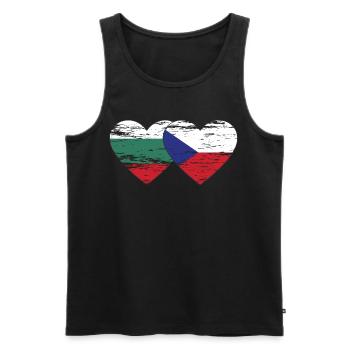 Bulgarie République tchèque Drapeau Coeur utilisé - Débardeur bio Premium Homme - noir - Devant - Michal (187cm)