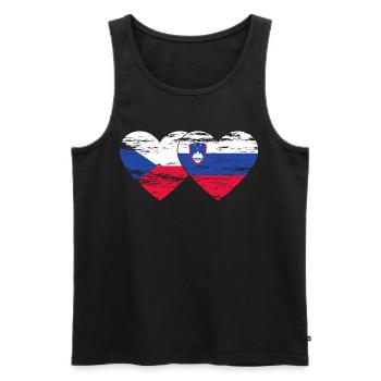 République tchèque Slovénie drapeau coeur utilisé - Débardeur bio Premium Homme - noir - Devant - Michal (187cm)