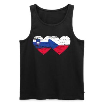 Slovénie République tchèque Drapeau Coeur utilisé - Débardeur bio Premium Homme - noir - Devant - Michal (187cm)