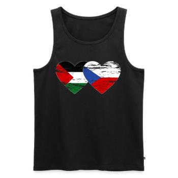 Palestine Czech Republic flag heart used - Men's Premium Organic Tank Top - black - Front - AI Model Male 178 light (178cm)