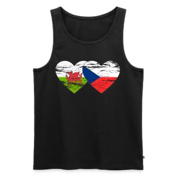 Pays de Galles République tchèque drapeau coeur utilisé - Débardeur bio Premium Homme - noir - Devant - AI Model Male 178 light (178cm)