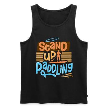 Stand Up Paddling - Men's Premium Organic Tank Top - black - Front - AI Model Male 178 light (178cm)