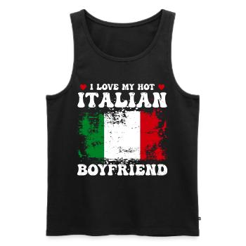 I Love My Hot Italian Boyfriend Couple Italy Flag - Débardeur bio Premium Homme - noir - Devant - Michal (187cm)