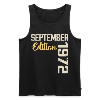September 1972 - 52nd Anniversary September 1972 - Men's Premium Organic Tank Top - black - Front - AI Model Male 178 light (178cm)