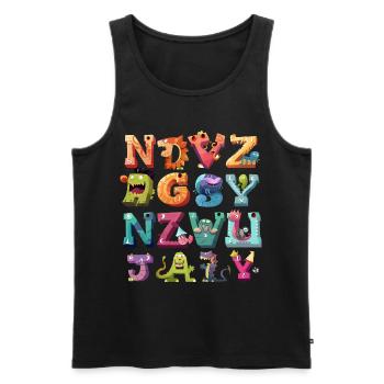 Alphabet ABC Animal Learning Kindergarten Teacher - Débardeur bio Premium Homme - noir - Devant - Michal (187cm)