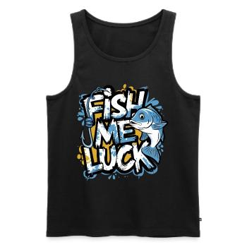 Fish Me Luck Funny Fishing Design for Anglers - Men's Premium Organic Tank Top - black - Front - Michal (187cm)
