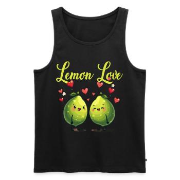 Niedliche Zitrone Früchte mit Liebe - Männer Premium Bio Tank Top - Schwarz - Vorne - AI Model Male 178 light (178cm)