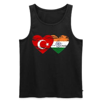 Turkey India Flag Heart Used - Men's Premium Organic Tank Top - black - Front - Michal (187cm)