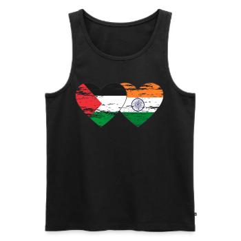 Palestine India Flag Heart Used - Men's Premium Organic Tank Top - black - Front - Michal (187cm)