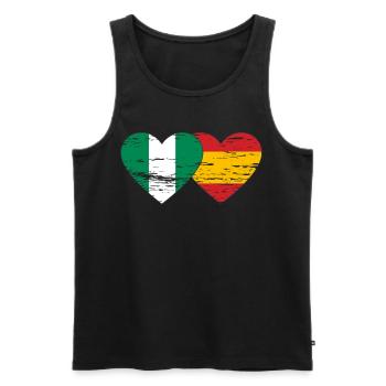 Nigeria Espagne Drapeau Coeur Utilisé - Débardeur bio Premium Homme - noir - Devant - Michal (187cm)