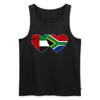 Vereinigte Arabische Emirate Südafrika Flagge Herz - Männer Premium Bio Tank Top - Schwarz - Vorne - AI Model Male 178 light (178cm)