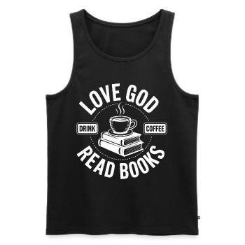 Love God, Push Coffee, Read Books! Christian - Men's Premium Organic Tank Top - black - Front - Michal (187cm)