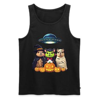 Halloween Capybara Hamster Ghost Gift Idea - Men's Premium Organic Tank Top - black - Front - AI Model Male 178 light (178cm)