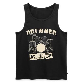 Drummer Kid - Männer Premium Bio Tank Top - Schwarz - Vorne - AI Model Male 178 light (178cm)