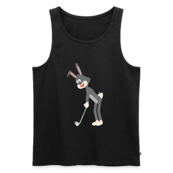 Cartoon bunny hitting the golf ball - Men's Premium Organic Tank Top - black - Front - Michal (187cm)