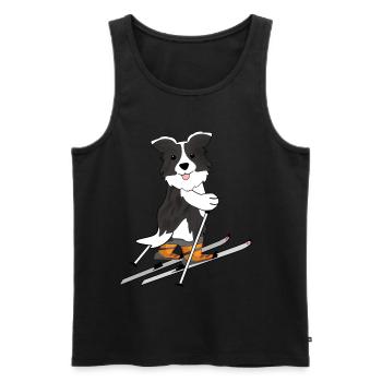 Skitour Hund | Wintersport Design - Männer Premium Bio Tank Top - Schwarz - Vorne - AI Model Male 178 light (178cm)