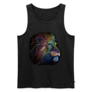 Löwe Raubkatze Tiere Geschenk Kunst Tiermotiv - Männer Premium Bio Tank Top - Schwarz - Vorne - Michal (187cm)