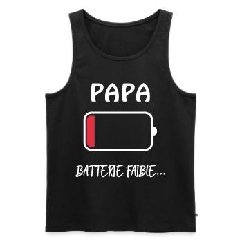 Papa Humour Batterie Faible Pour Père Fatigué - Débardeur bio Premium Homme - noir - Devant - AI Model Male 178 light (178cm)