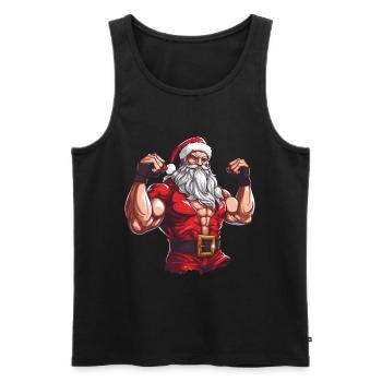 Bath Santa Claus Christmas Muscular Cool - Men's Premium Organic Tank Top - black - Front - AI Model Male 178 light (178cm)