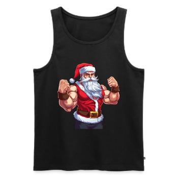 Bath Santa Claus Muscles Strong Christmas - Men's Premium Organic Tank Top - black - Front - AI Model Male 178 light (178cm)