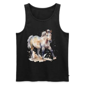 Cheval Chevaux Cavalier Cavalier Poney Fille - Débardeur bio Premium Homme - noir - Devant - AI Model Male 178 light (178cm)