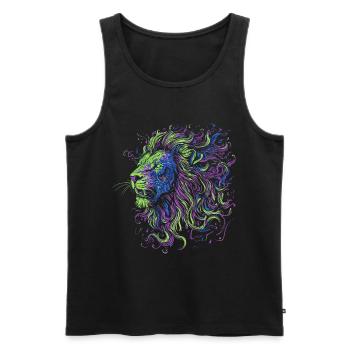 Lion Colorful Lion Head Neon Colorful Predator Art - Men's Premium Organic Tank Top - black - Front - AI Model Male 178 light (178cm)
