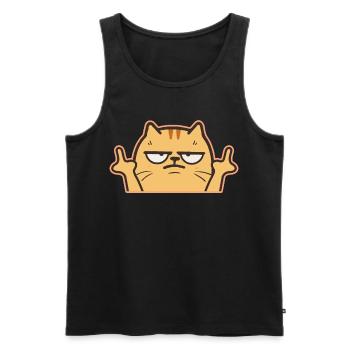 Mittelfinger Katze - Männer Premium Bio Tank Top - Schwarz - Vorne - Michal (187cm)
