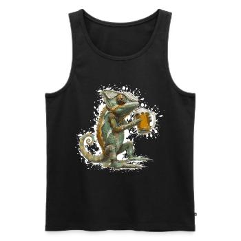 Chameleon Bière Drôle - Débardeur bio Premium Homme - noir - Devant - Michal (187cm)