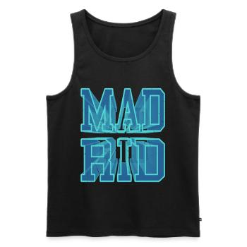 Madrid Espagne Ville 3D Font Skyline Vacances - Débardeur bio Premium Homme - noir - Devant - AI Model Male 178 light (178cm)