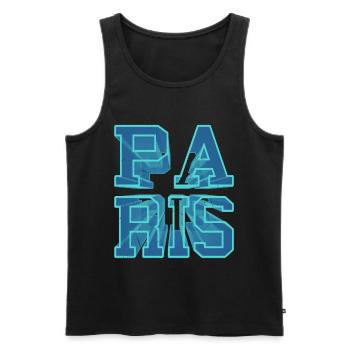 Police 3D de Paris France City Skyline - Débardeur bio Premium Homme - noir - Devant - AI Model Male 178 light (178cm)