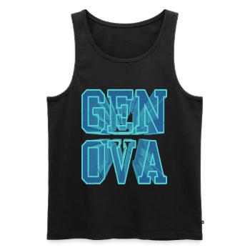 Gênes Gênes Italie Ville 3D Font Skyline - Débardeur bio Premium Homme - noir - Devant - AI Model Male 178 light (178cm)